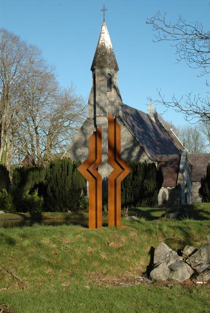 Durrow architectural sculpture made of core ten steel by Kevin O'Dwyer