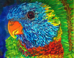 Sunset Lorikeet, Tracy Harris Silk Artist, San Diego Zoo