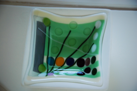 Candy Dish, Tracy Harris Glass Artist, Green Fused Glass