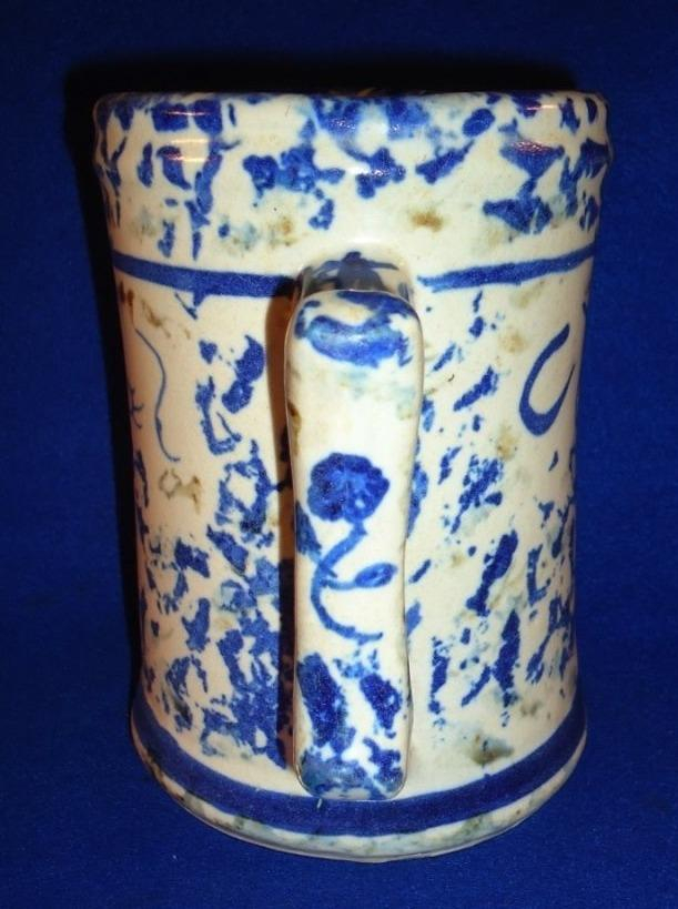 Late 19th Century Blue and White Spongeware Stoneware Hot Water