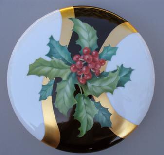 Original Design by Irene Graham Holly and Berries on 8" Porcelain box