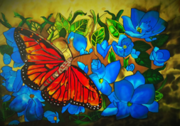 Monarch Butterfly, Tracy Harris Famous Artist, Resist, Gutta, Silk Painter