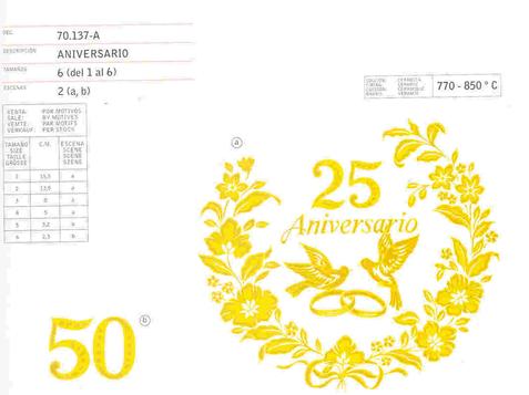 Anniversary Gold ceramic decals by Calcodecal