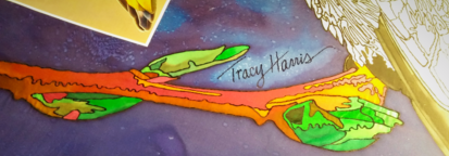 Tracy Harris Silk Artist, Humming bird on Silk, Gutta, Water Base Resit,