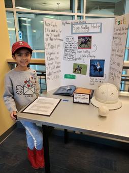 Mahie Rexidan Sharma, an 8 year old 3rd grader chose Sue Sally for her Hero exhibit. Mahie "picked Sue Sally, because I play Polo and she plays Polo. If she didn't help women play in the USPA, I would be dealing with that now." January 2019