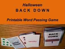 Back Down Halloween Word Passing Game
