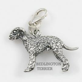 Bedlington Dog Charm 3 Dimensional Solid Sterling Silver
