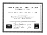 ASPE Award, Small Employer, 2009, Bolt Document Management