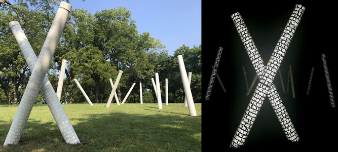 Dawn DeDeaux Massive Sculpture Installation in Kansas City Park about Milton's Paradise Lost