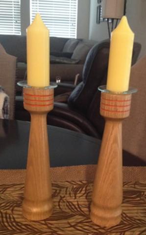 Oak candle holders