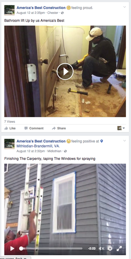 America's Best Construction Facebook page