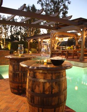 Barrel Cocktail Tables from rustic parties Orange County Southern California