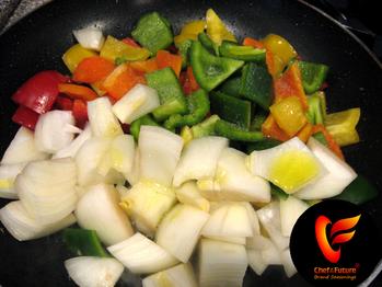 Peppers and Onions Preparing to be Seared-Chef of the Future-Your Source for Quality Seasoning Rubs