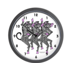 buy a zebra chorus line clock at annhansonart shop at cafepress