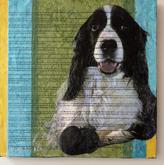 mixed media with dogs and encaustic wax medium