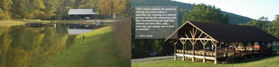 The lake, boat house and dance pavilion at Buffalo Gap