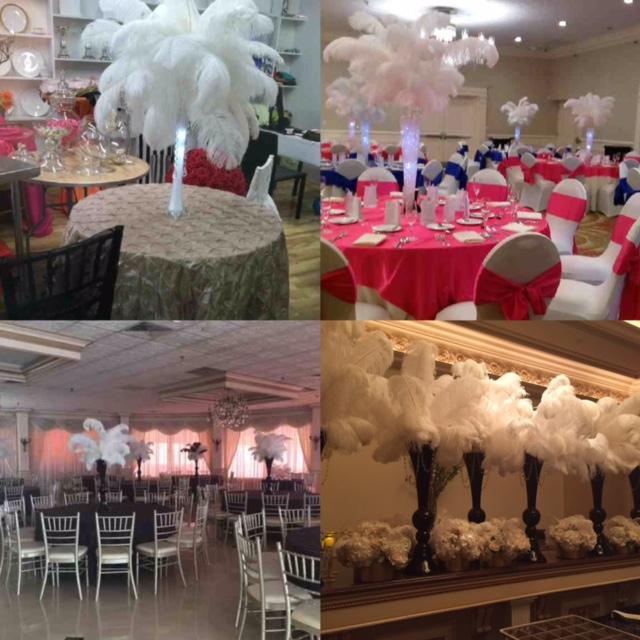 Centerpiece Rental Flowers Ostrich Feathers Crystals