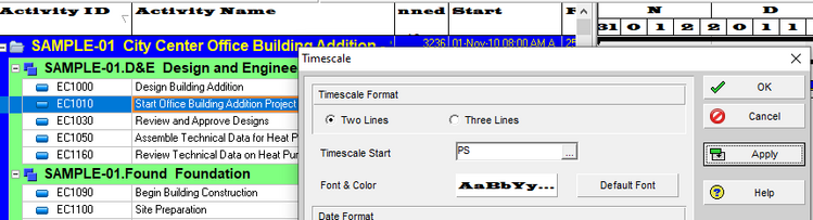 Change the font of columns in Primavera P6