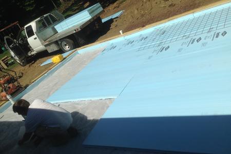 Vapor barrier, Insulation and wire under a concrete slab