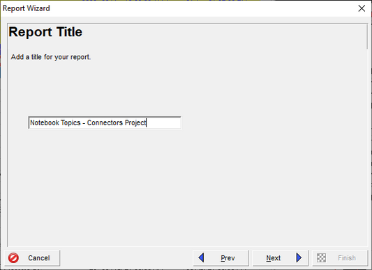 Primavera P6 report wizard notebook topics title