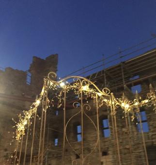 Trellis with Fairy Lights for Wedding at Mill City Museum