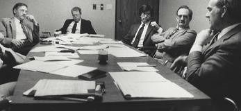 Jim Hasse at an executive staff meeting for Wisconsin Dairies in 1987.