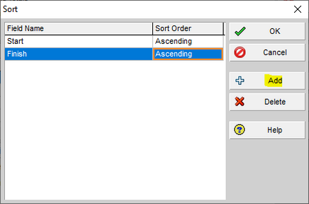 Add option and criteria in Primavera P6 sort box