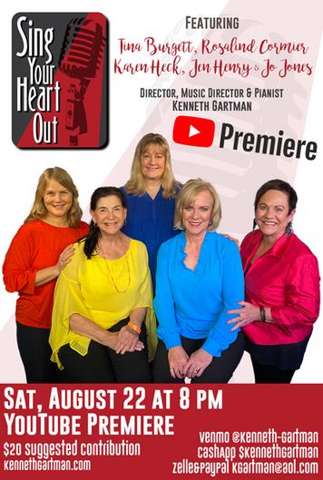 Tina Burgett, Rosalind Cormier, Karen Heck, Jen Henry & Jo Jones in a Sing Your Heart Out Cabaret Workshop Performance