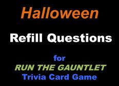 Halloween trivia cards for RUN THE GAUNTLET game