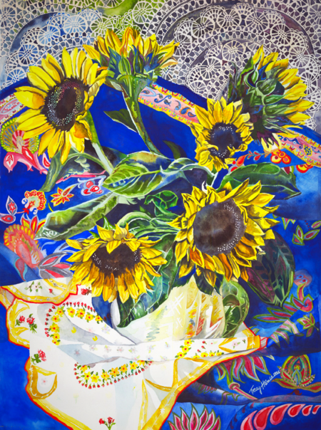 Watercolor Sunflowers, Tracy Harris Artist, Limited Edition Giclees Available