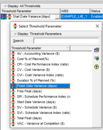 Display all thresholds in Primavera P6