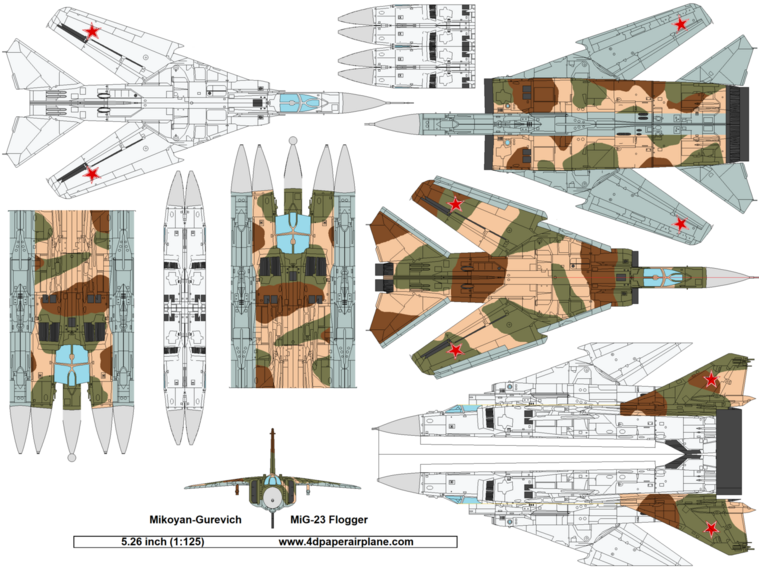 4D model template of Mikoyan-Gurevich MiG-23 Flogger