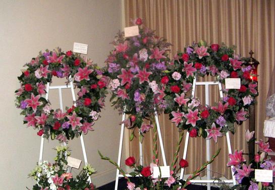 Two wreaths and a standing spray matching Casket Spray-6