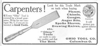 Old advertisement with an illustration of a chisel by the Ohio Tool Co.