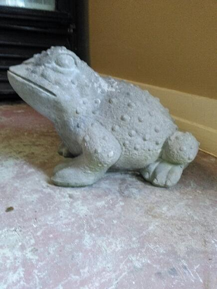 Hand Crafted Fishing Frog 18 Tall Concrete Yard Art by Tangi