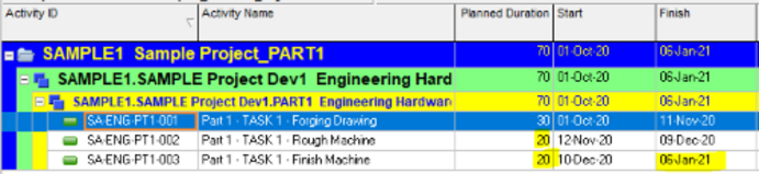 Compare Primavera P6 schedule changes