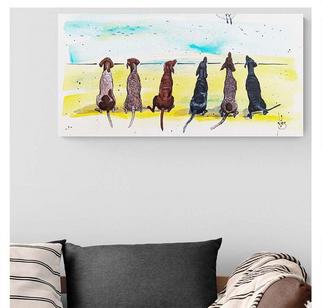 German shorthaired pointers, dogs, GSP, beach scene,