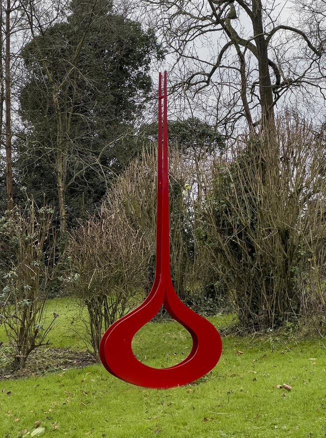 Fabricated steel sculpture by Kevin O'Dwyer inspired by garden bulbs.