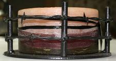 Authentic barbed wire metal candle holder made in Texas