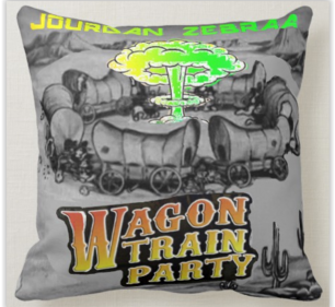 "Wagon Train Party Famous MixTape Pillow 16"x16""