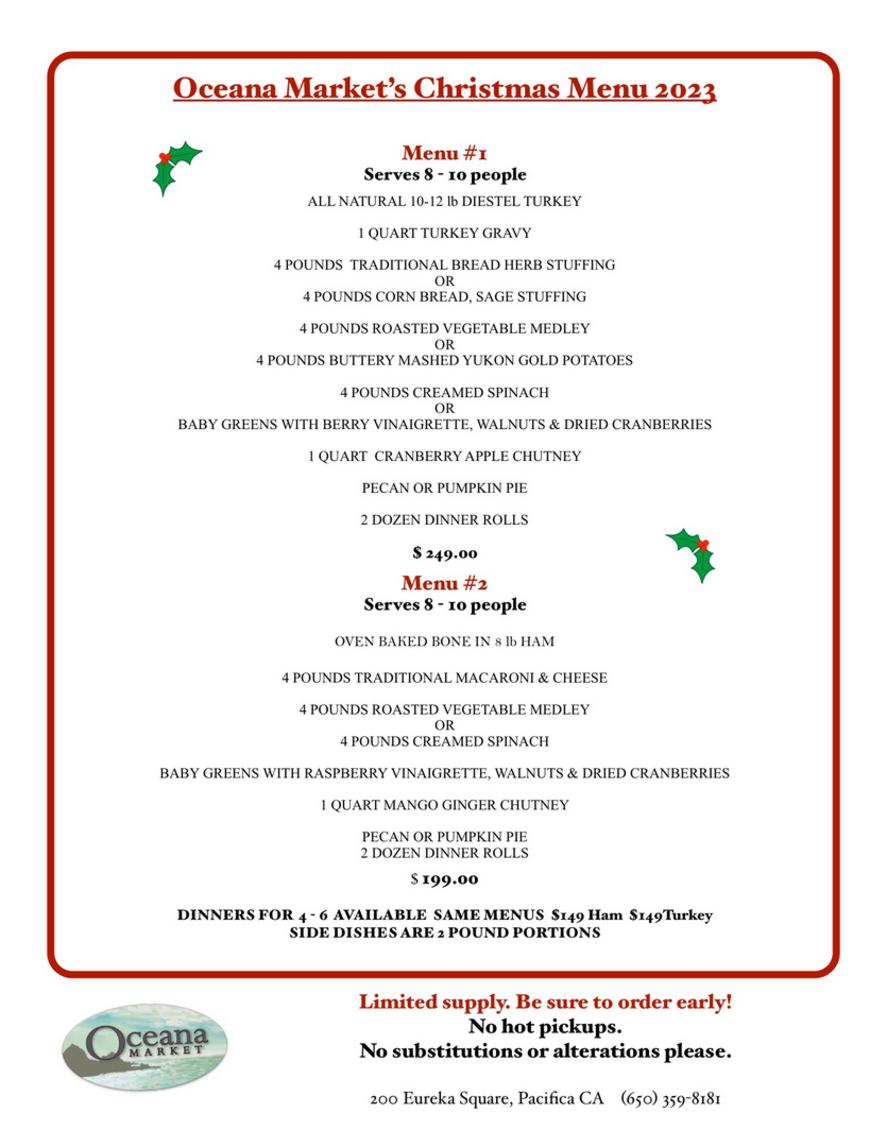 Christmas Menu 2023