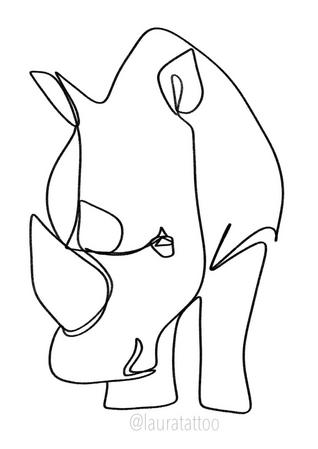 Sulton the last white rhino, one line drawing