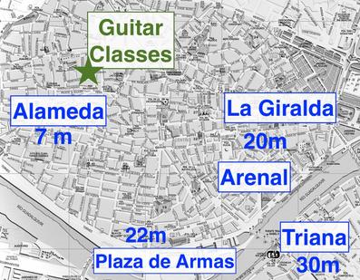 flamenco, classical, and Spanish guitar classes in the center of Seville