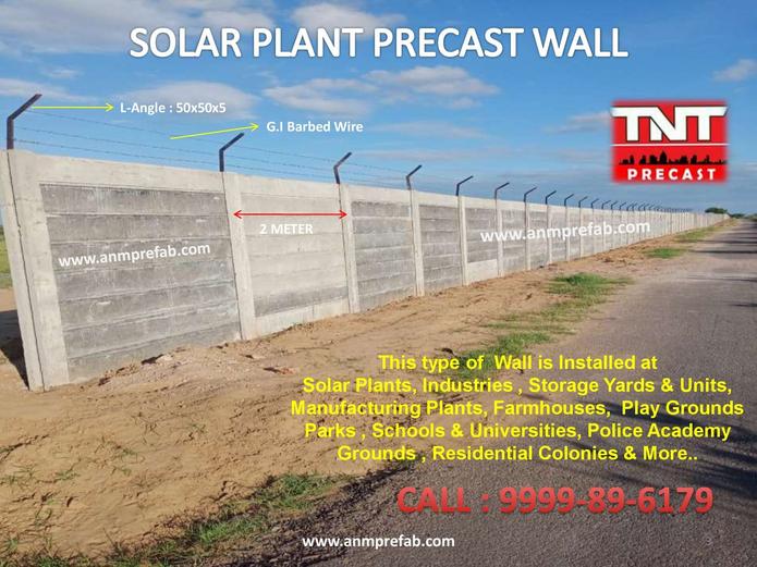 Solar Plant Precast Boundary Wall #SolarPlant #PrecastBoundaryWall #RccWall #WallDesign