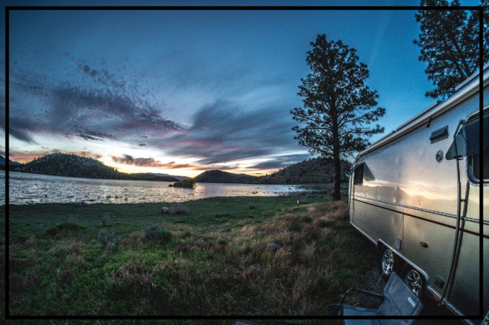 RV parked by river Yellowstone National Park