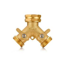 Heavy Duty Brass Garden Hose Connector- 2 Way Tap Water Hose Splitter