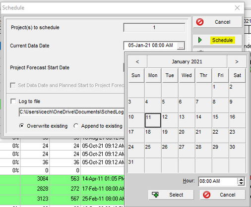 Use F9 schedule to suspend work in Primavera P6