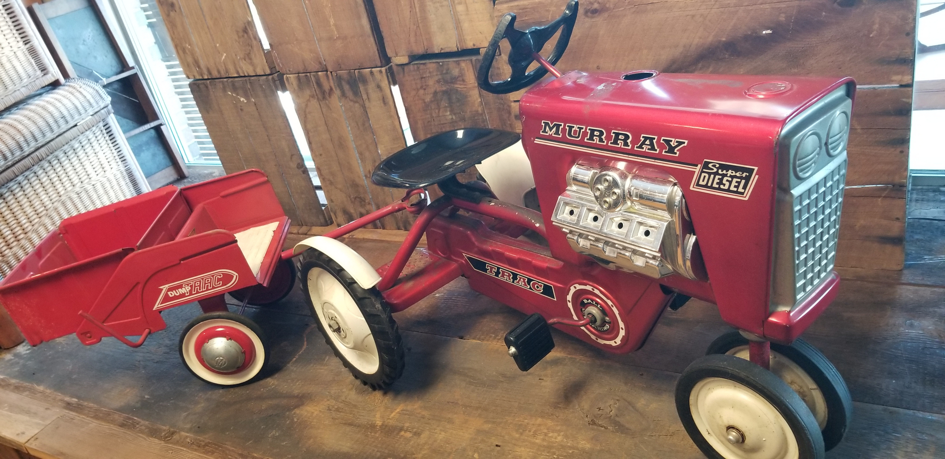 Antique store pedal tractors