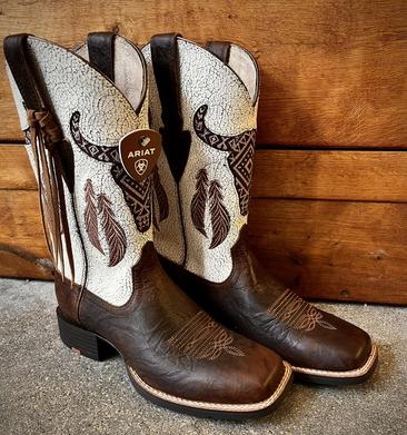 Ariat Women's Round Up Toasted Blanket Emboss Square Toe Western