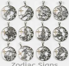 Zodiac Signs Horoscope Sterling Silver Pendants Charms w/Golden Star